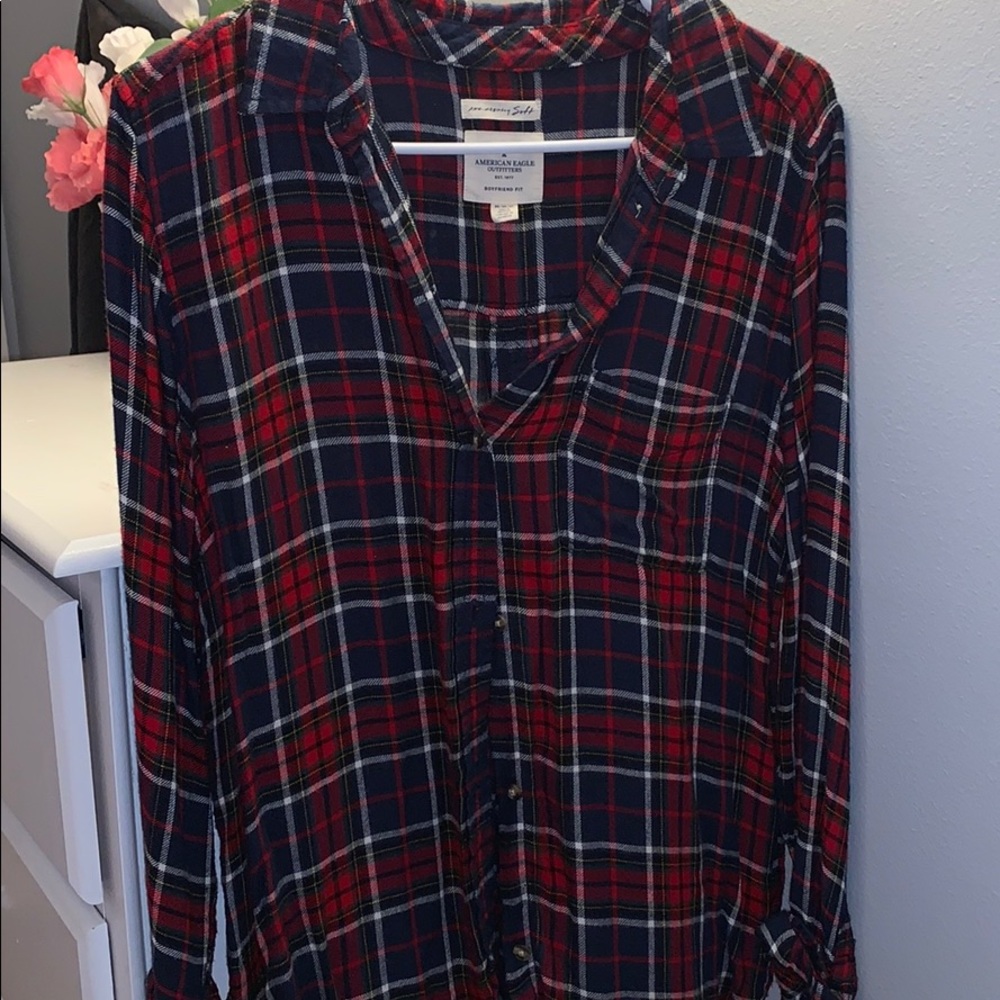 Boyfriend Fit Plaid Button-Down